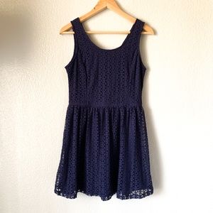 Lucid-Pink Navy Blue Lace Dress